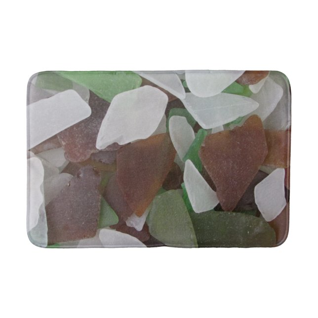 Beach House Sea Glass Photo Green Brown Coast Home Bath Mat (Front)
