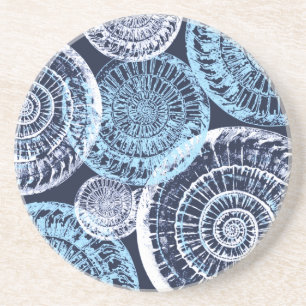 Beach House Sea Shell Blue White Coaster