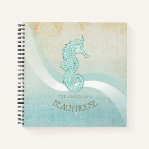 Beach House Seahorse Aqua Blue ID623 Notebook