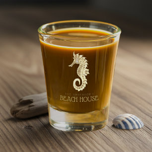 Beach House Seahorse Gold ID623 Shot Glass