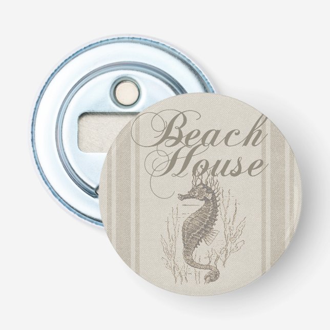 Beach House Seahorse Seashore Bottle Opener (Front)