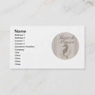 Beach House Seahorse Seashore Business Card