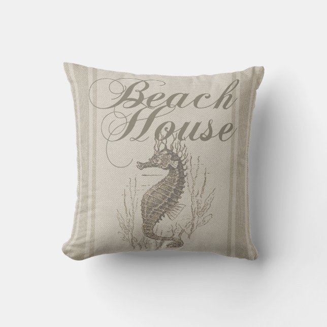 Beach House Seahorse Seashore Cushion (Front)