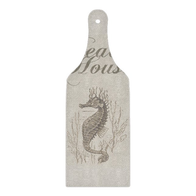 Beach House Seahorse Seashore Cutting Board (Front)
