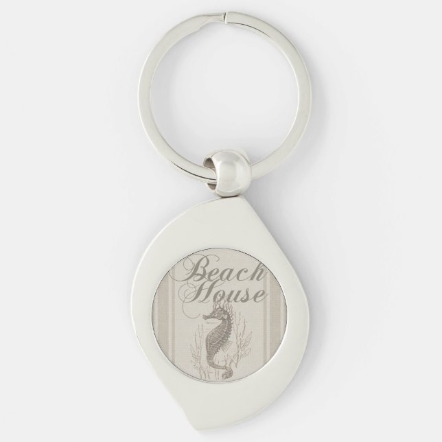 Beach House Seahorse Seashore Key Ring (Front)