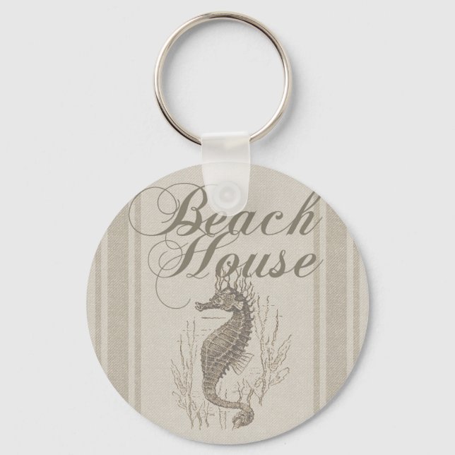 Beach House Seahorse Seashore Key Ring (Front)