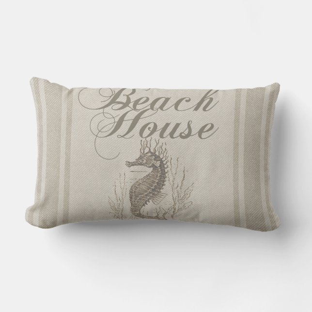Beach House Seahorse Seashore Lumbar Cushion (Front)