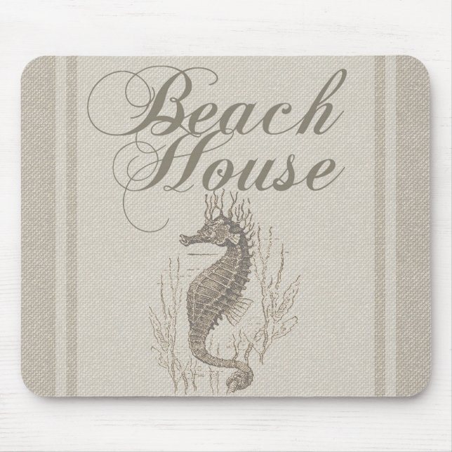 Beach House Seahorse Seashore Mouse Mat (Front)
