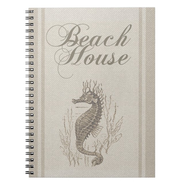Beach House Seahorse Seashore Notebook (Front)