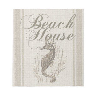 Beach House Seahorse Seashore Notepad