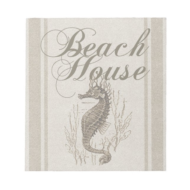 Beach House Seahorse Seashore Notepad (Front)