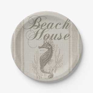 Beach House Seahorse Seashore Paper Plate
