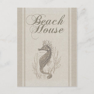 Beach House Seahorse Seashore Postcard