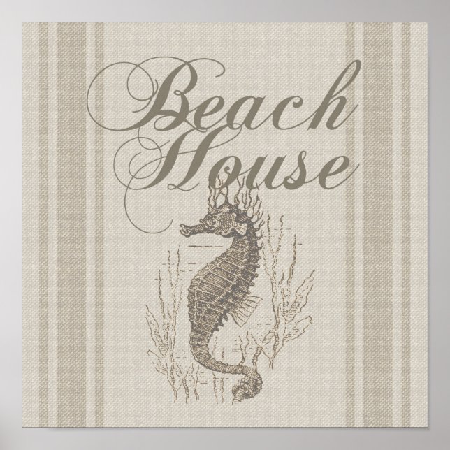 Beach House Seahorse Seashore Poster (Front)