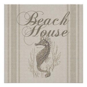 Beach House Seahorse Seashore Poster