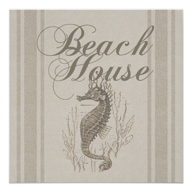 Beach House Seahorse Seashore Poster (Front)