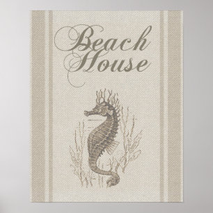 Beach House Seahorse Seashore Poster