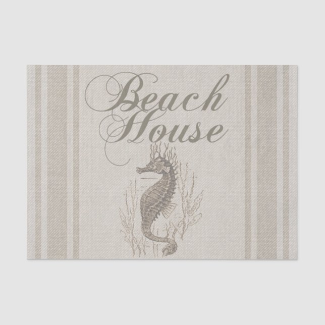 Beach House Seahorse Seashore Tissue Paper (Front)
