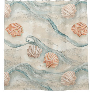 Beach House Seashell Pattern Shower Curtain
