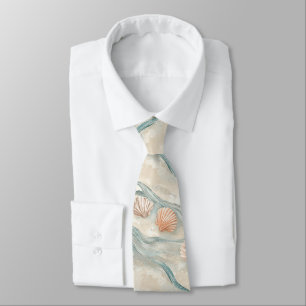 Beach House Seashell Pattern Tie