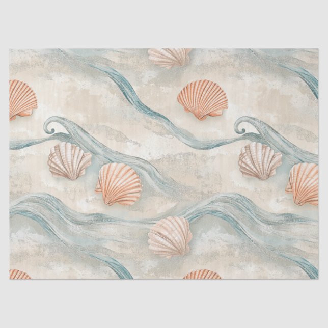 Beach House Seashell Pattern Tissue Paper (Front)