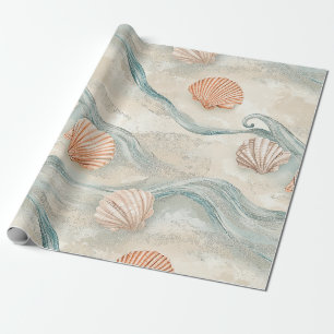 Beach House Seashell Pattern Wrapping Paper