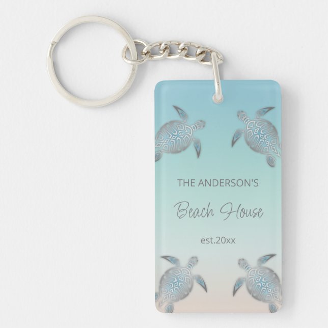 Beach House Silver Turtles Key Ring (Front)