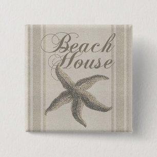 Beach House Starfish Seashore 15 Cm Square Badge