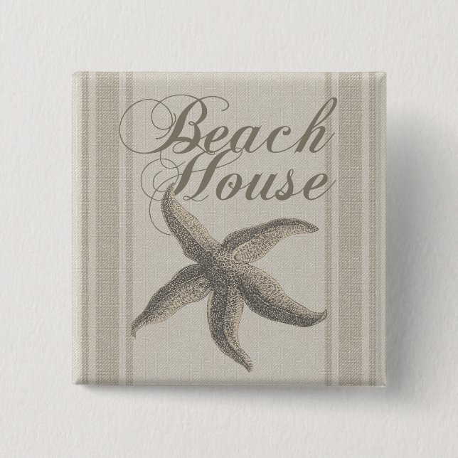 Beach House Starfish Seashore 15 Cm Square Badge (Front)
