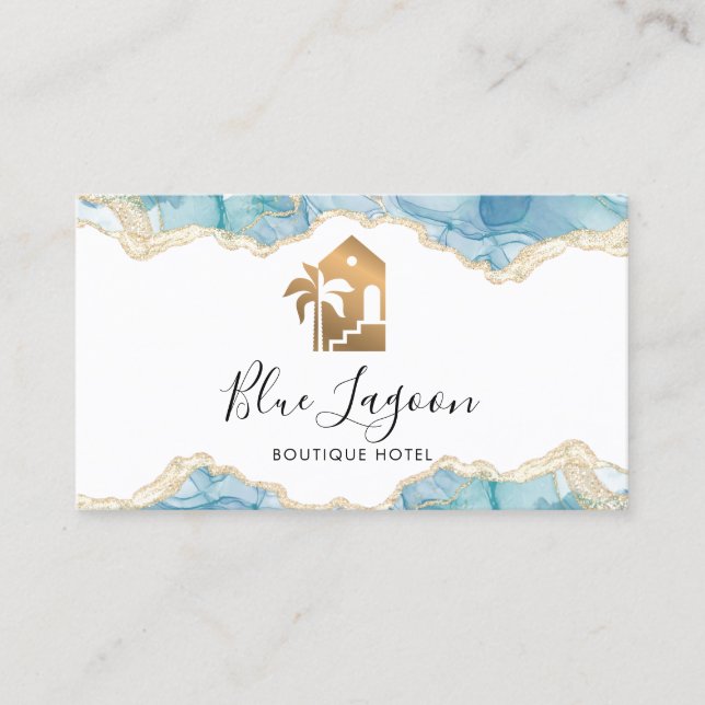 beach house summer rental bed and breakfast palm  business card (Front)