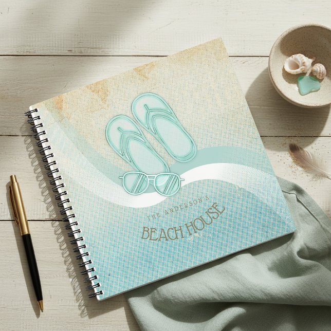 Beach House Sunglasses and Flip Flops Aqua ID623 Notebook (Creator Uploaded)