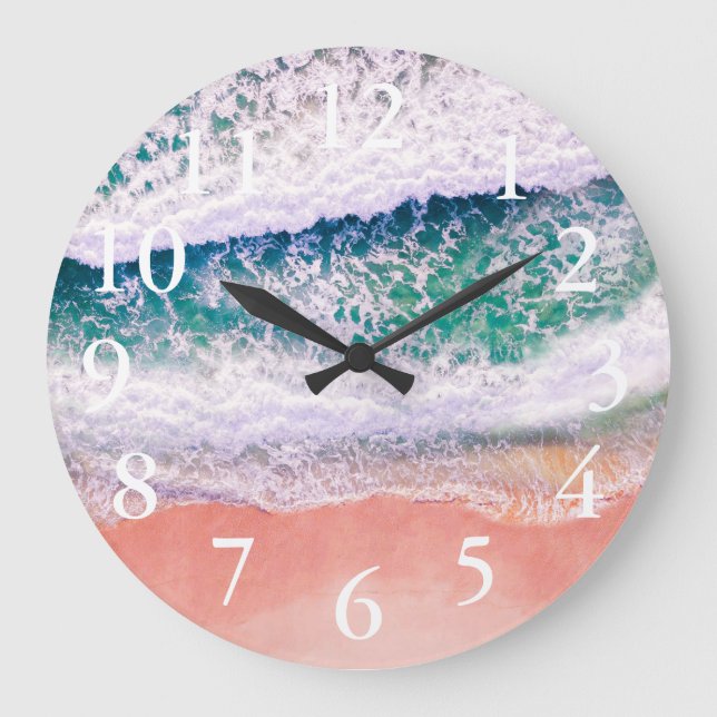 Beach House Tropical  Photo Personalised   Large Clock (Front)