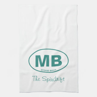 Beach House Two Letter Oval Fir Cottage Script Tea Towel