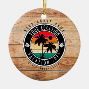 Beach house Vacation Custom Group Name Summer Ceramic Tree Decoration