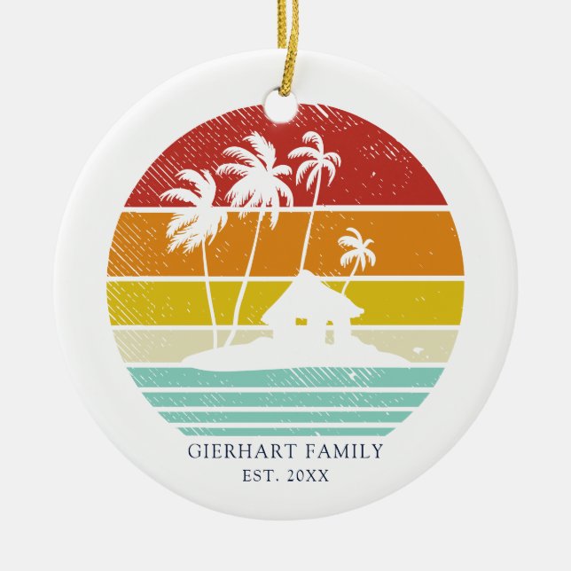 Beach House Vacation Family Christmas Reunion Ceramic Tree Decoration (Front)