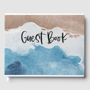 Beach  House Vacation on ocean background Guest Book