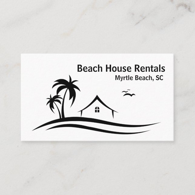 Beach House Vacation Rental Minimalistic Business Card (Front)