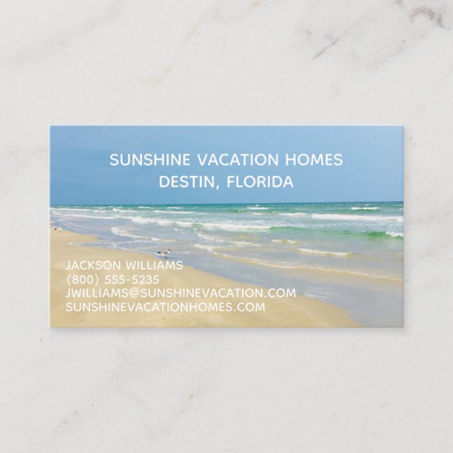 Beach House Vacation Rental Real Estate Company Business Card (Front)