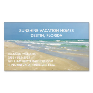 Beach House Vacation Rental Real Estate Company Magnetic Business Card