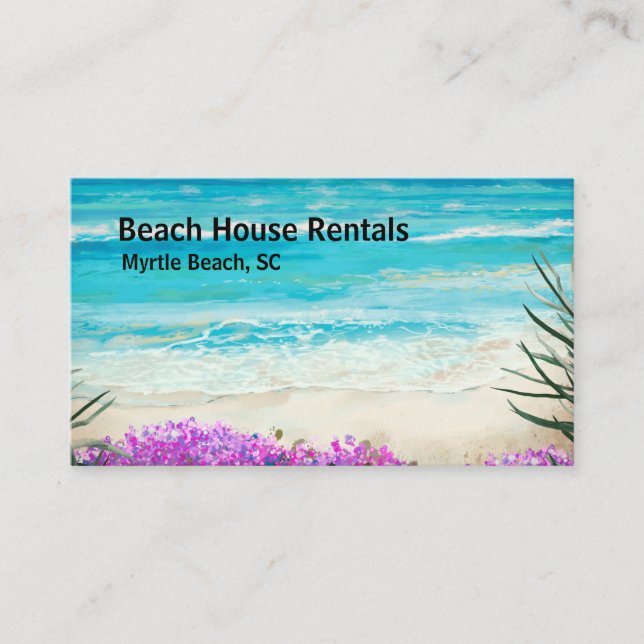 Beach House Vacation Rental Watercolor Business Card (Front)
