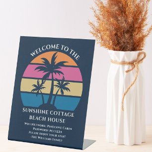 Beach House Vacation Rental Welcome and Wifi Pedestal Sign