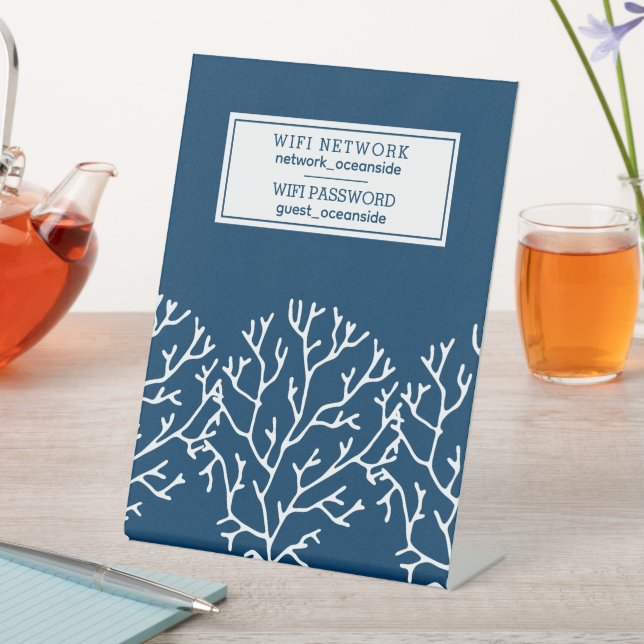 Beach House Vacation Rental WIFI Guest Information Pedestal Sign (In SItu)