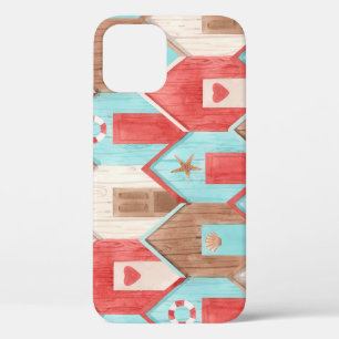 Beach house watercolor: retro pattern. iPhone 12 case