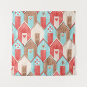 Beach house watercolor: retro pattern. tapestry