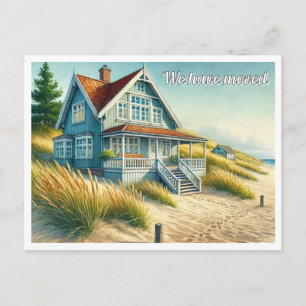 Beach House We Have Moved Announcement Postcard