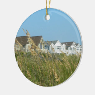 Beach Houses and Beach Grass Ceramic Tree Decoration