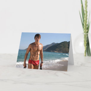 Beach Hunk Card