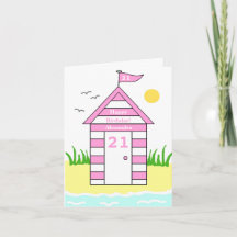Beach Hut 21st Card