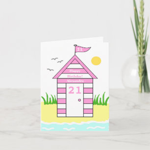 Beach Hut 21st Card