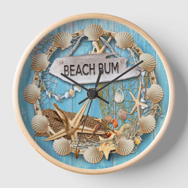 Beach Hut/Beach House Clock, Beach Bum Clock (Front)